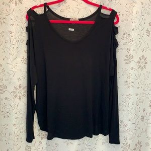 Black Top with cutout on shoulders Size Large